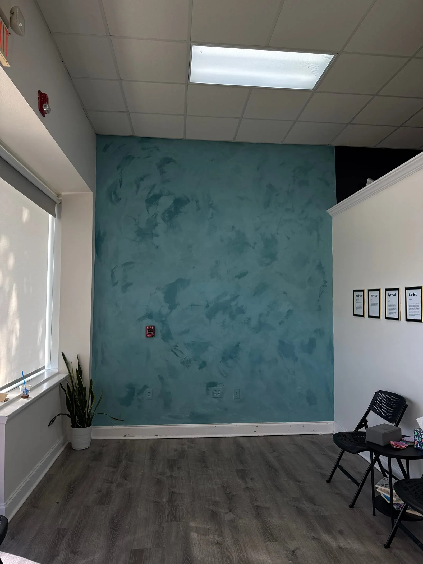Lakeview Dance Studio: Teal Feature Wall